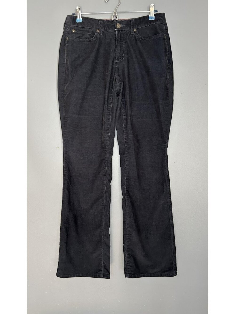 Eddie Bauer Corduroy Pants Womens 6 Navy Blue Curvy Boot Cut Soft Stretch Spring